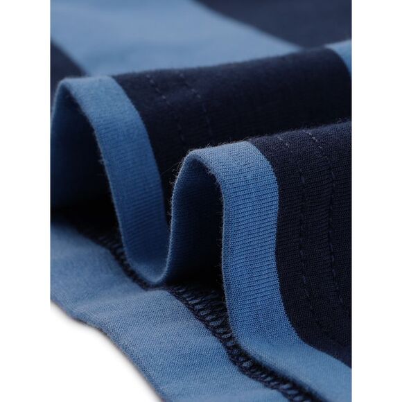 Elbow Sleeves T-shirt Casual Boat Neck Slim Fit Tee Blue - Picture 5 of 5